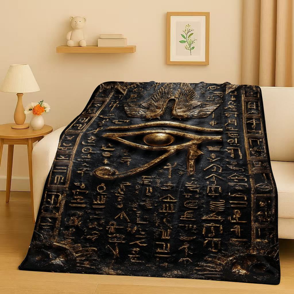 Home Textiles Egypt - ผ้าห่มลายภาพอียิปต์โบราณ HD ลายตาแห่งฮอรัส ผ้าฟลานเนล นุ่มพิเศษ อุ่นสบาย