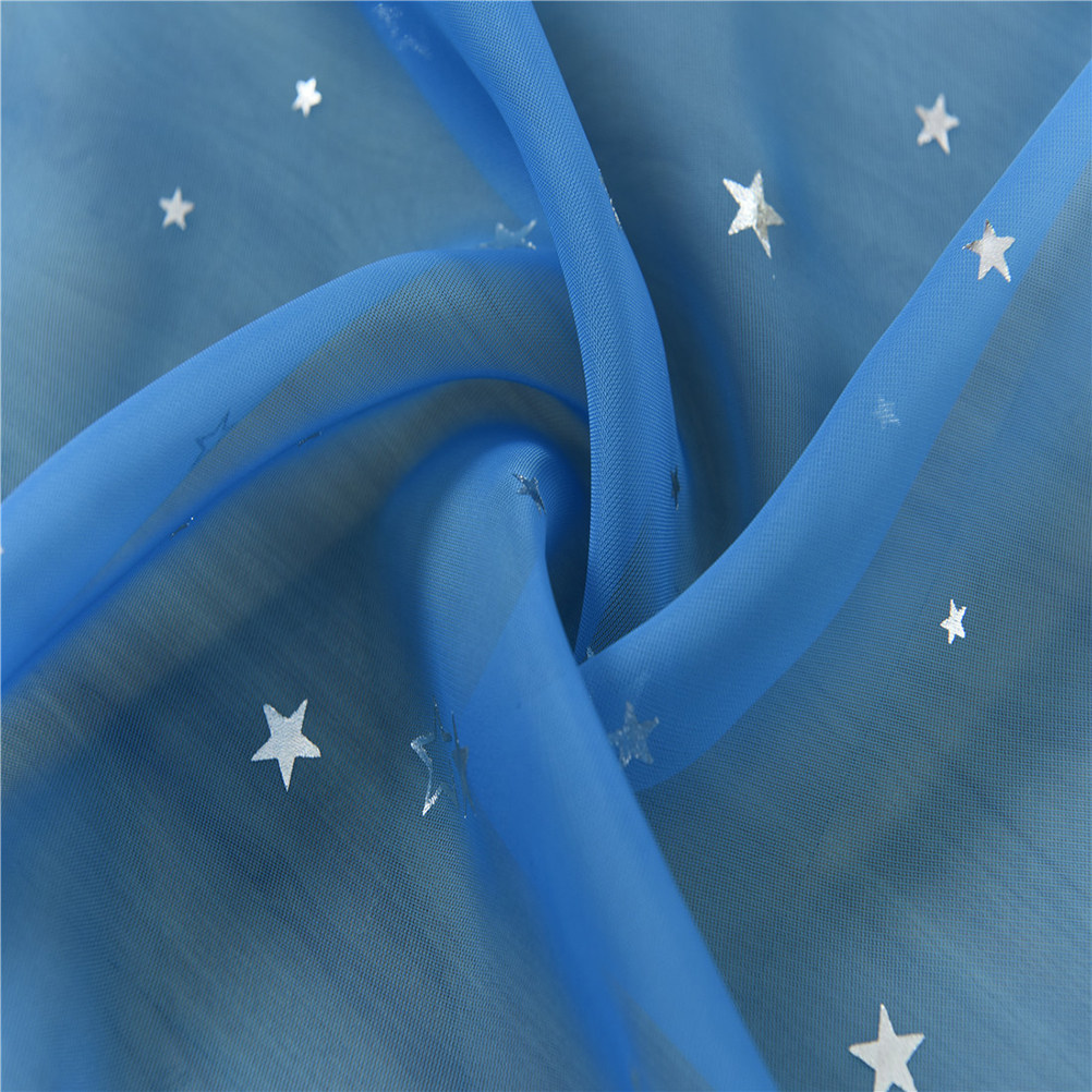 Curtain Sheer Voile - ผ้าม่านโปร่งลายดาวสีเงิน ขนาด 100x200 ซม. สำหรับหน้าต่างบ้าน ช่วยกรองแสงและเพิ่มความเป็นส่วนตัว