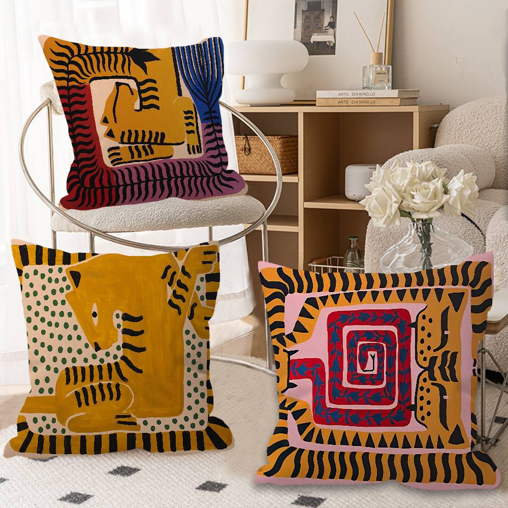 Home Textiles Egypt - หมอนตกแต่งบ้านลายเสือดาวอียิปต์โบราณพร้อมข้อความหรือรูปภาพส่วนตัว ของขวัญสำหรับใช้ในบ้าน ขนาด 45x45 ซม.