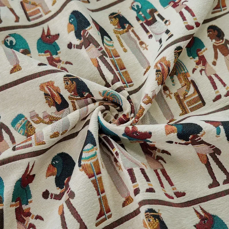 Home Textiles Egypt - ผ้าแจ็คการ์ดย้อมสีสไตล์ชาติพันธุ์อียิปต์โบราณ ผ้าสำหรับตกแต่งบ้าน เสื้อผ้า ผ้าเย็บตกแต่ง A175