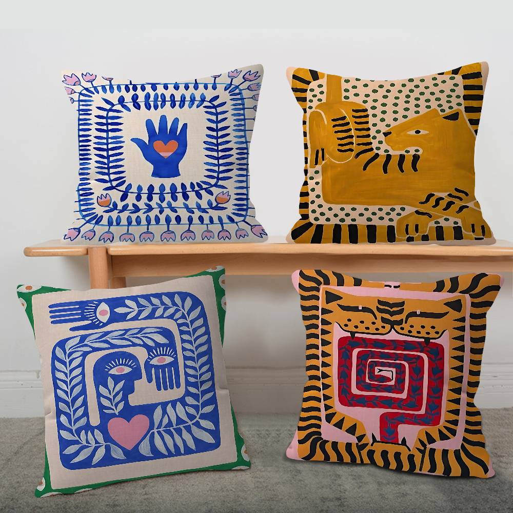 Home Textiles Egypt - ปลอกหมอนอิงลายเสือดาวอียิปต์โบราณ สำหรับโซฟาและรถยนต์ ของขวัญคริสต์มาส ขนาด 40x40 ซม.