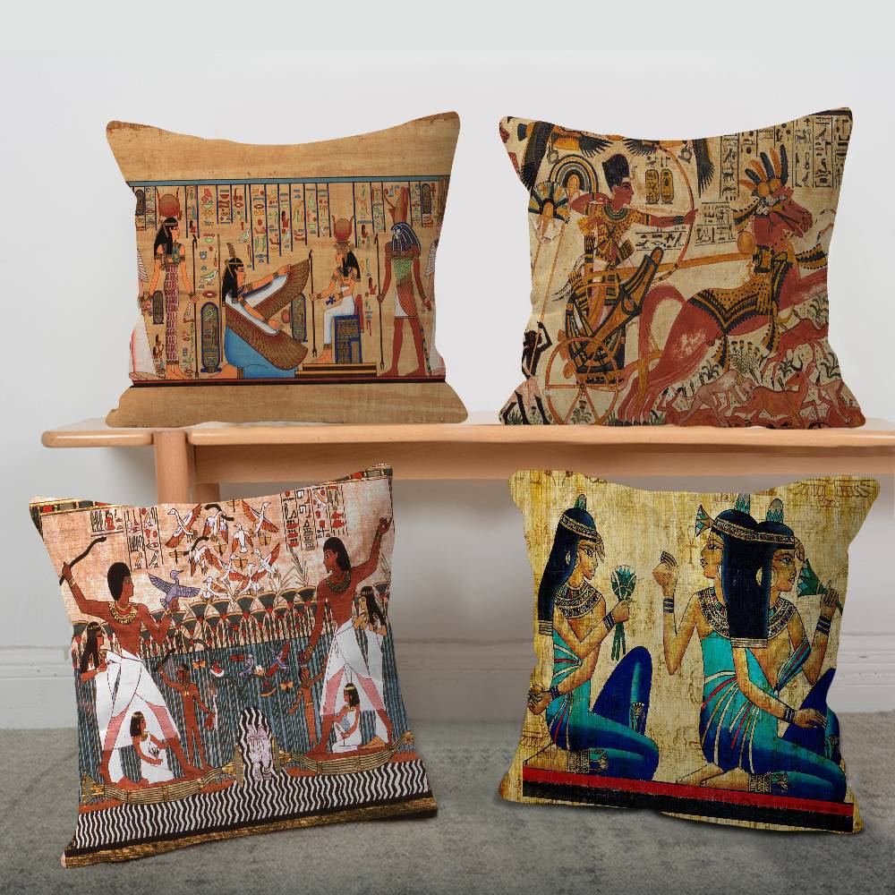Home Textiles Egypt - อียิปต์โบราณ ปลอกหมอนอิงสไตล์อียิปต์ ปลอกหมอนสำหรับโซฟาและรถยนต์ ของขวัญคริสต์มาส ขนาด 40x40