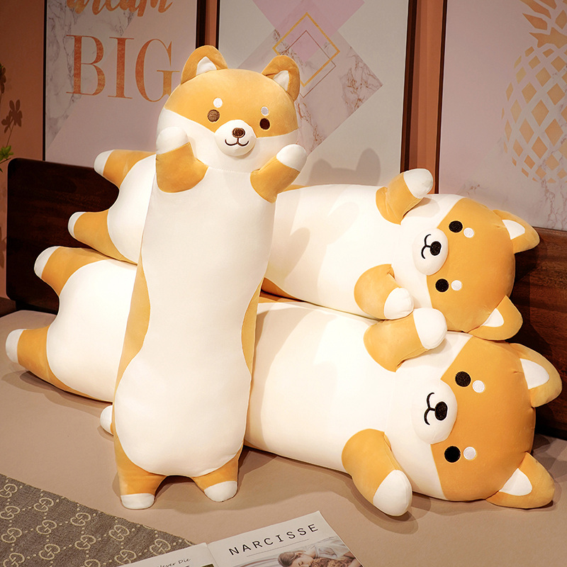 Bolster Pillow Long - 130cm ตุ๊กตาหนานุ่มยาวสำหรับสุนัขยัดไส้นุ่มสัตว์ Corgi Chai Cushion Kawaii