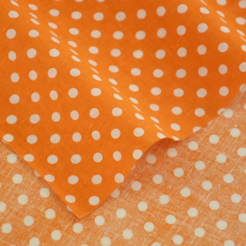 ผ้าคอตตอนพิมพ์ลายจุดสีส้มสีขาว - Home Textiles Products บทวิจารณ์และราคา