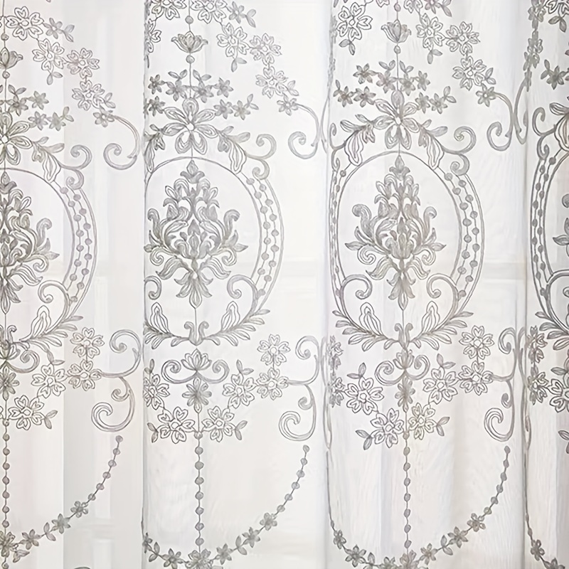 ผ้าม่านโปร่งแสงสีขาวปักลายดอกไ - Curtain Sheer Voile บทวิจารณ์และราคา