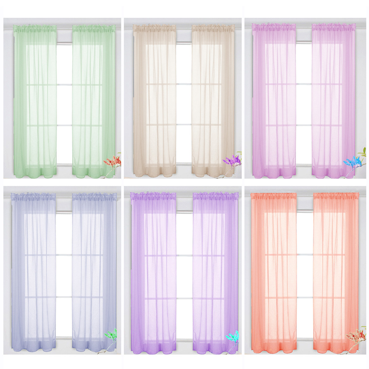 ผ้าม่านโปร่งแสงสีแดงล้วน ผ้าม่ - Curtain Sheer Voile บทวิจารณ์และราคา