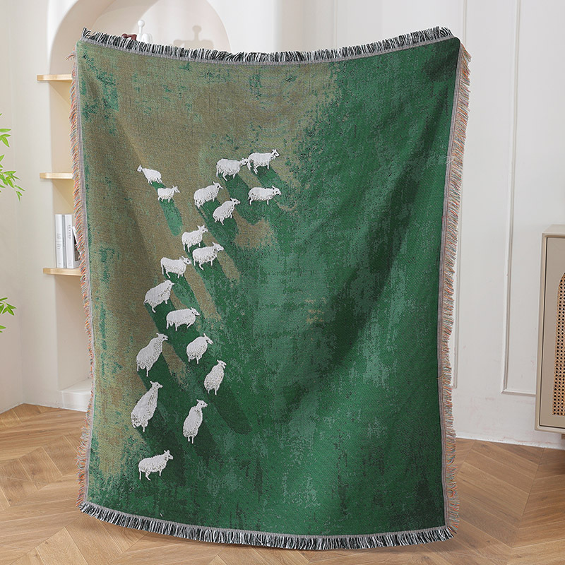 ผ้าห่มทอแจ็คการ์ดลายทุ่งหญ้าสี - Home Textiles City บทวิจารณ์และราคา