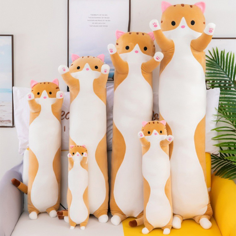 ตุ๊กตาแมวน่ารัก ขนนุ่ม สีชมพู  - Bolster Pillow Long บทวิจารณ์และราคา